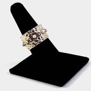 Vintage Sterling Silver Textured White Pearl Ring — Size 7.75–8.5 — 925